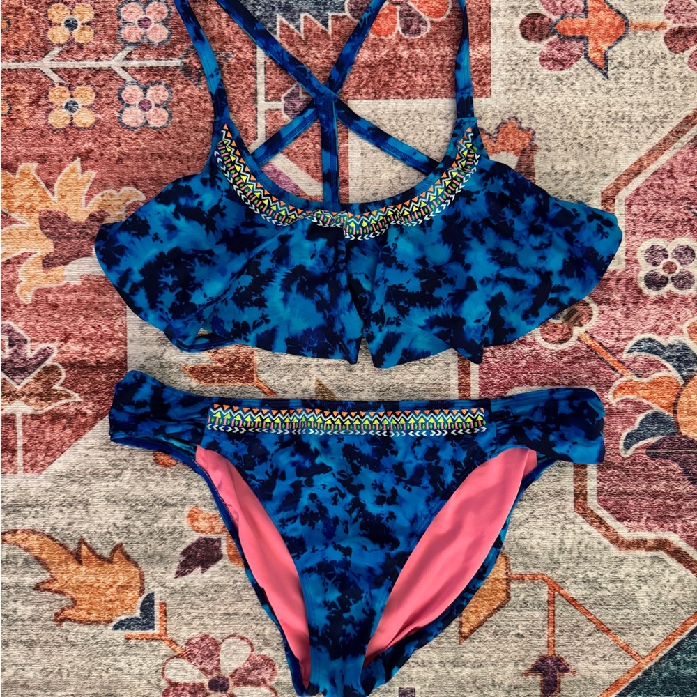 PINK Victoria's Secret Tie Dye Colorful Strappy Bikini Set